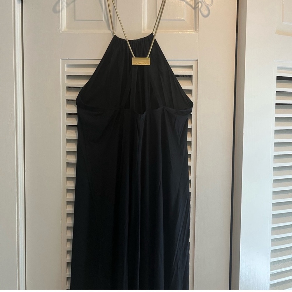 La Perla black mini dress w gold chain